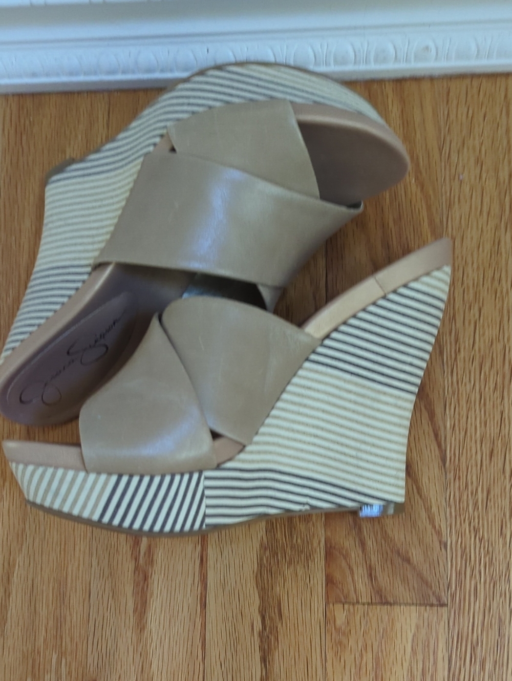Jessica Simpson Gemy Tan Crisscross Platform Wedge Sandals